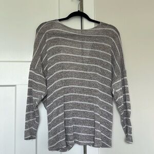 Grey & White Stripped Sweater with Open Back